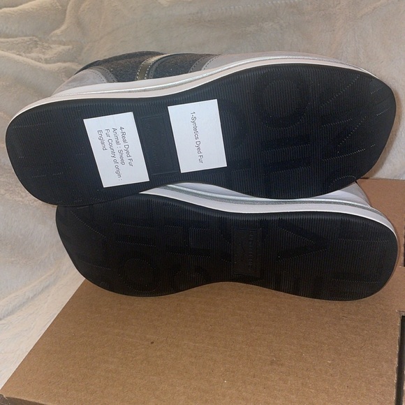NWT VOILE BLANCHE MELANY FUR. Leather And Fabric Sneakers in Grey-Charcoal Grey - Picture 15 of 15